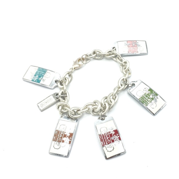 Coach Jewelry - Authentic COACH Sterling Silver Tag Charm Bracelet Coach Jewelry - Authentic COACH Sterling Silver Tag Charm Bracelet